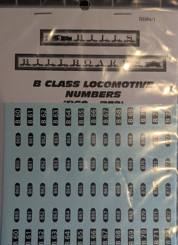 B Class numbers HO B60-B72