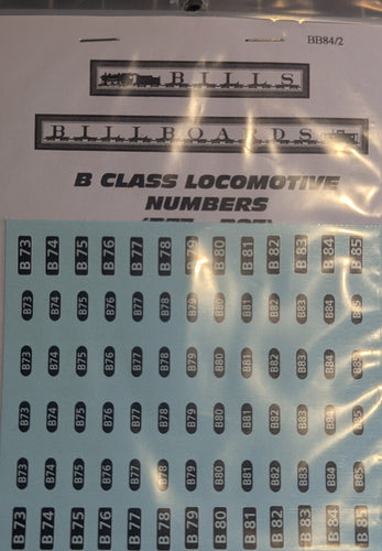 B Class numbers HO B73-85