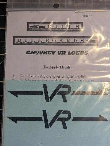 Large VR logos - black HO scale