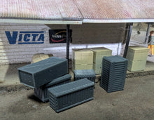 Load image into Gallery viewer, Assorted size wooden crates x 6 HO scale